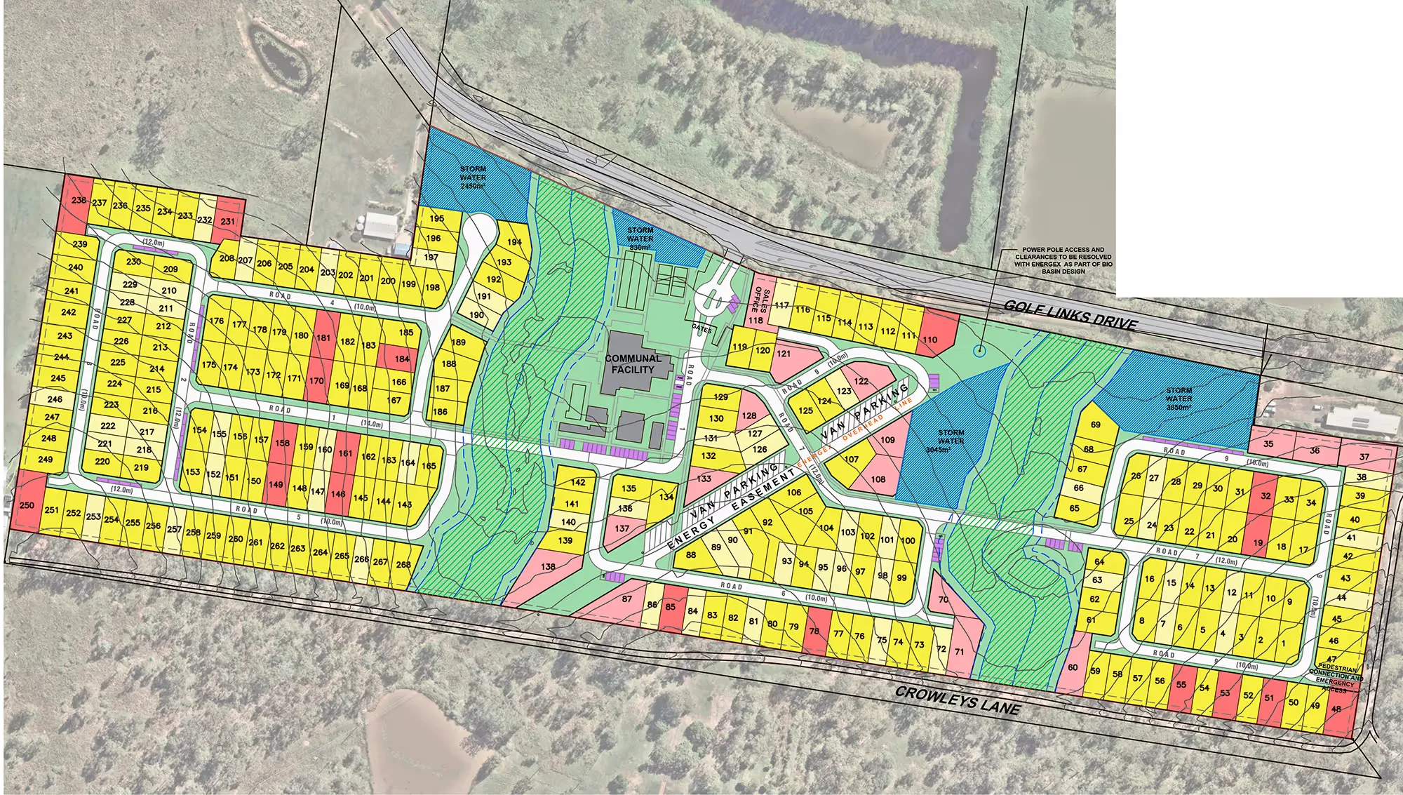 Solara Estate masterplan: the homes along internal streets, with the clubhouse and open green space, off Golf Links Drive